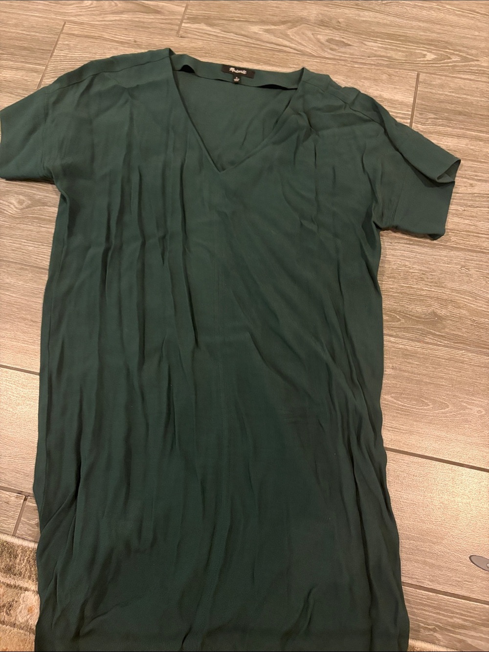 Madewell Deep Green V-Neck Short Sleeve Shift Dress - Picture 4 of 5